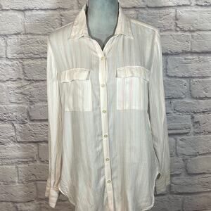 LOFT striped button down blouse